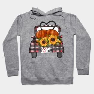 Womens I Love Fall Pumpkin Truck Cute Autumn Hoodie